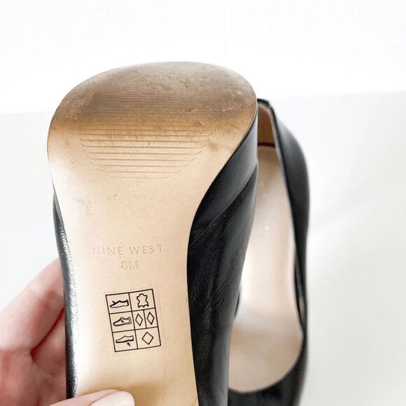 Nine West Womens Heels Leather Slip-On Stiletto Platform Pumps Black Size 8 - Picture 9 of 11